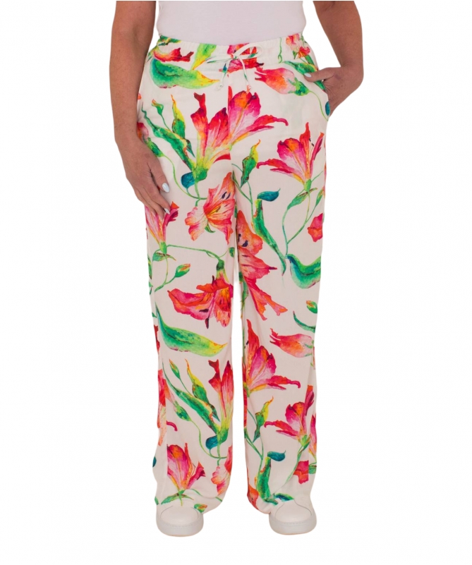 Multi Colour Floral Trouser at Flick Fashions